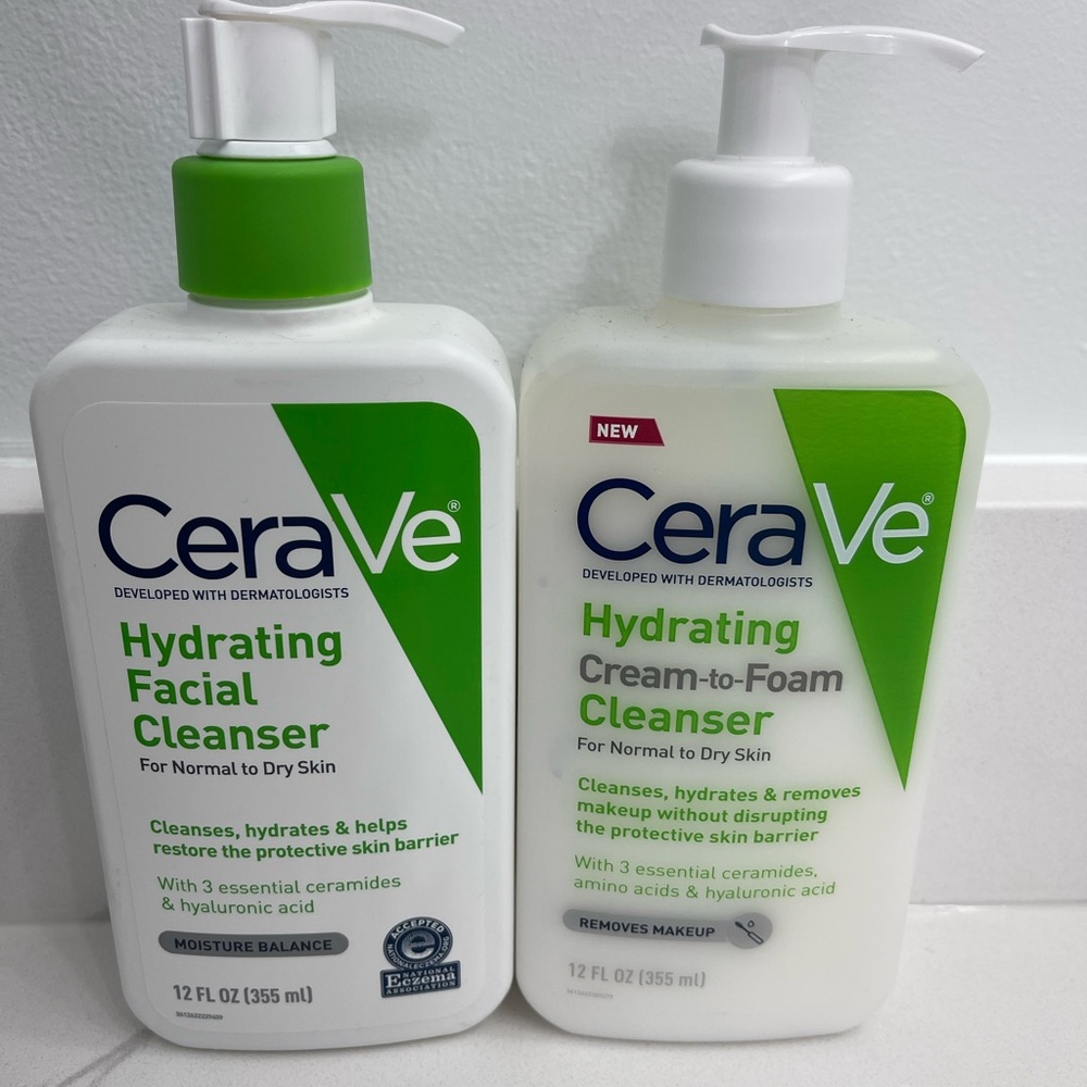 CeraVe: Hydrating Facial Cleanser & Hydrating Cream-Rodin Cleanser